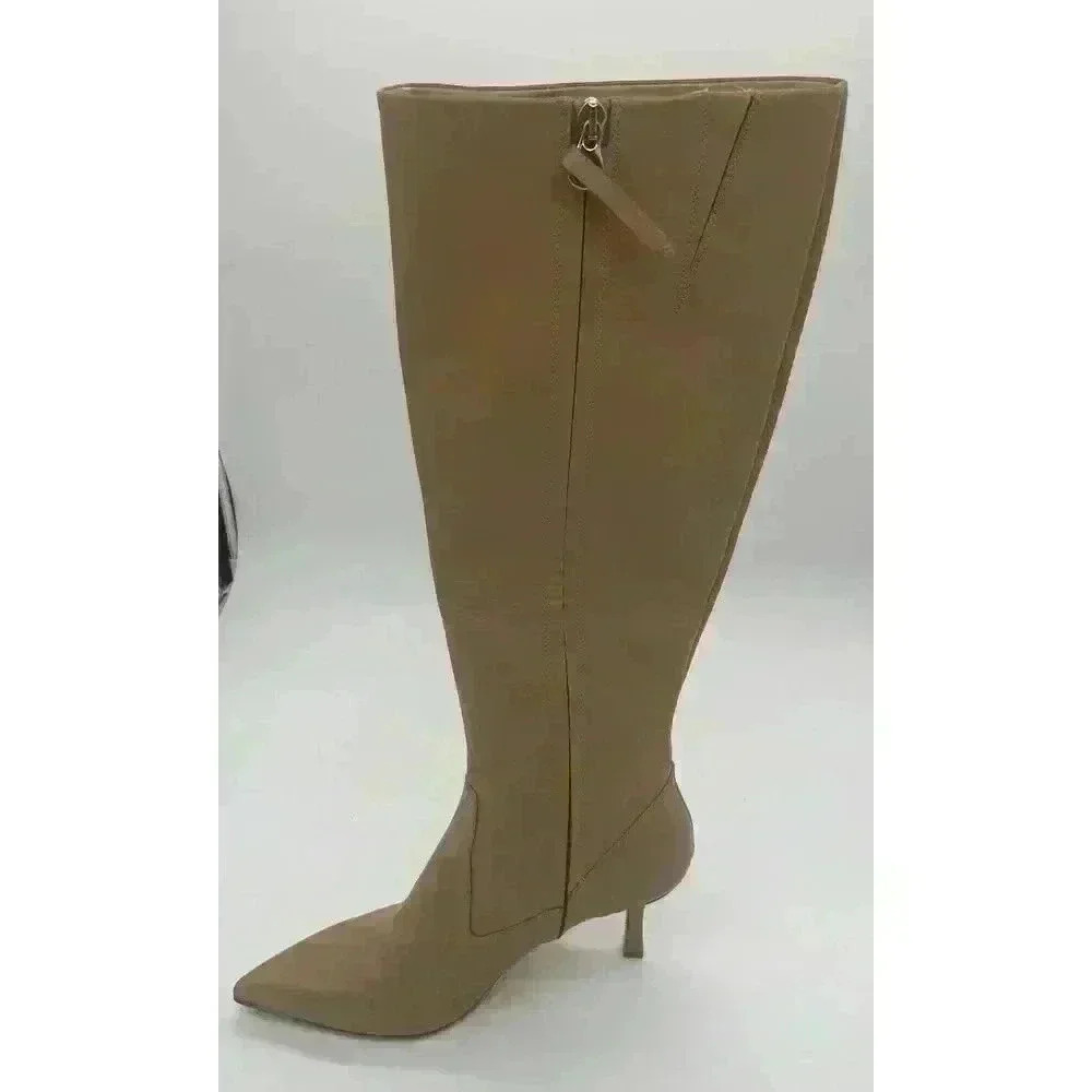 AEYDE Viv Women's Leather Tall‎ Knee High Heel Boots in Hazelnut Size 42 / US 11